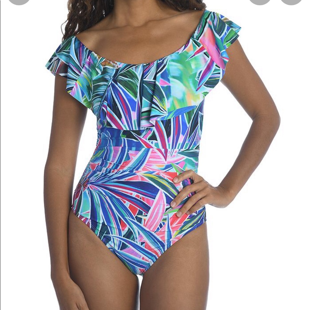 La Blanca
Palm Opulence Ruffled One Piece Swimsuit